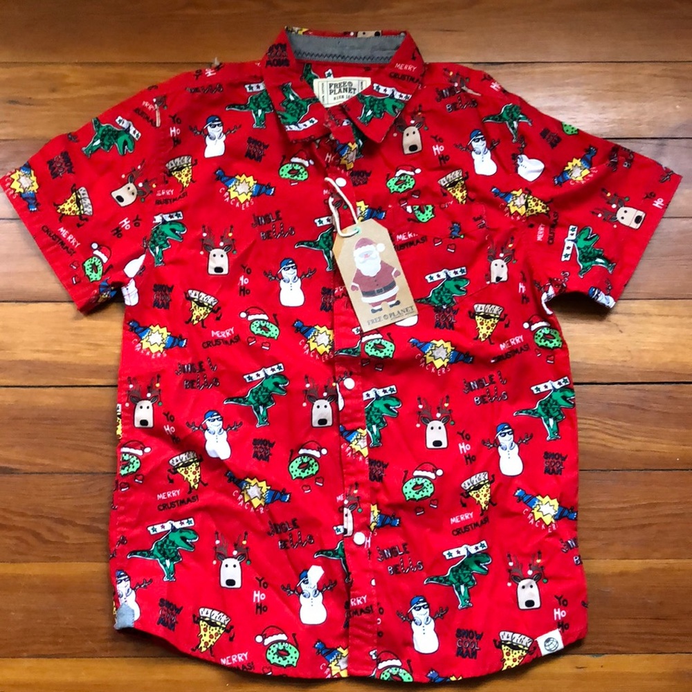 Kids Christmas Button Down Shirt